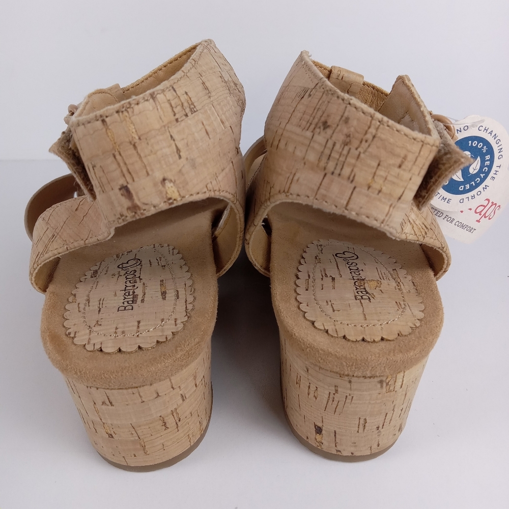 Baretraps Nickie Wedge Sandal Womens 9.5 Cork Hook And Loop Ankle Strap Comfort - Picture 6 of 10
